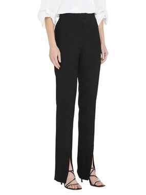 Veronica Beard | Women’s Black High-Waist Black Straight-Leg Front Slit Pants 10